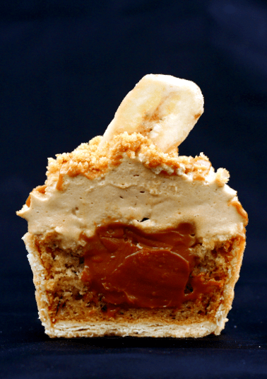 Cross-section of a Banoffi Pie cupcake