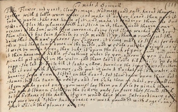 Manuscript Simnel Recipe