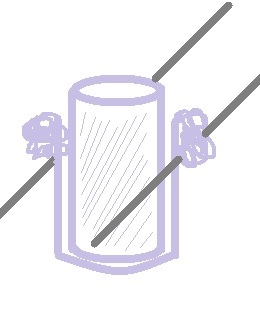 Foil-covered cylinder positioned on bars of oven shelf.